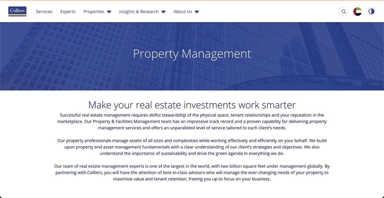 Image showing Colliers' Homepage