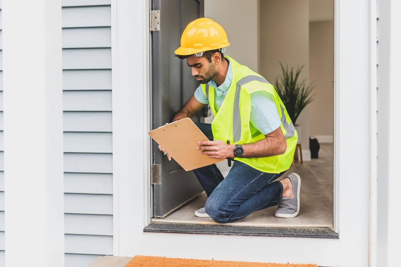 Image showing a man inspecting a property for guest damages in airbnb