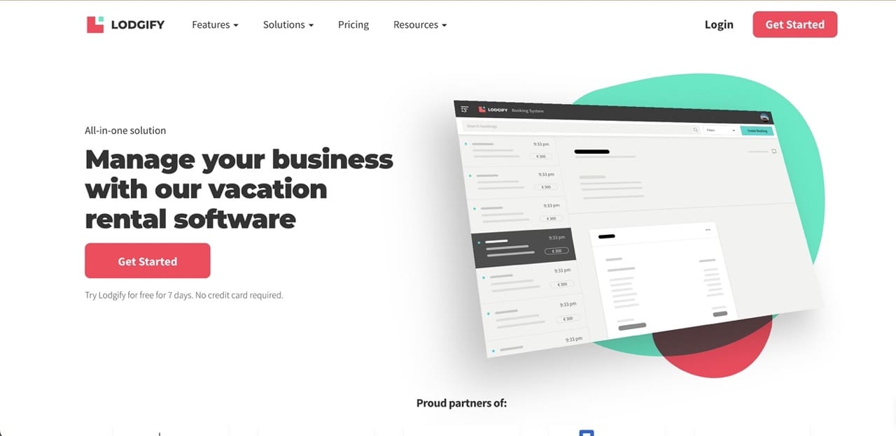 Image showing Lodgify' homepage - One of the best guest management software for short term rentals