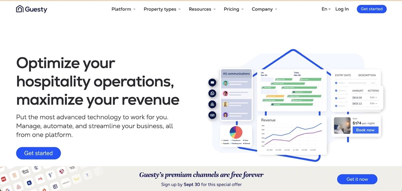 Image showing Guesty' homepage - One of the best guest management software for vacation rentals