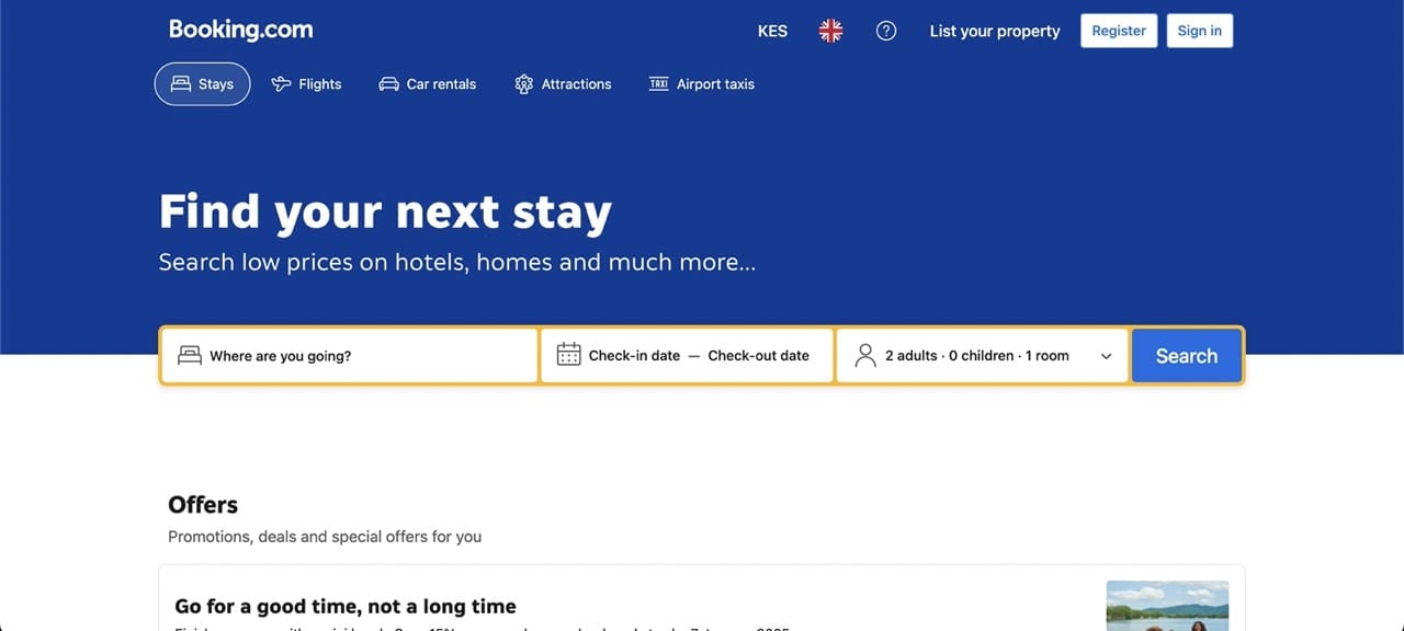 Image showing Booking.com's homepage