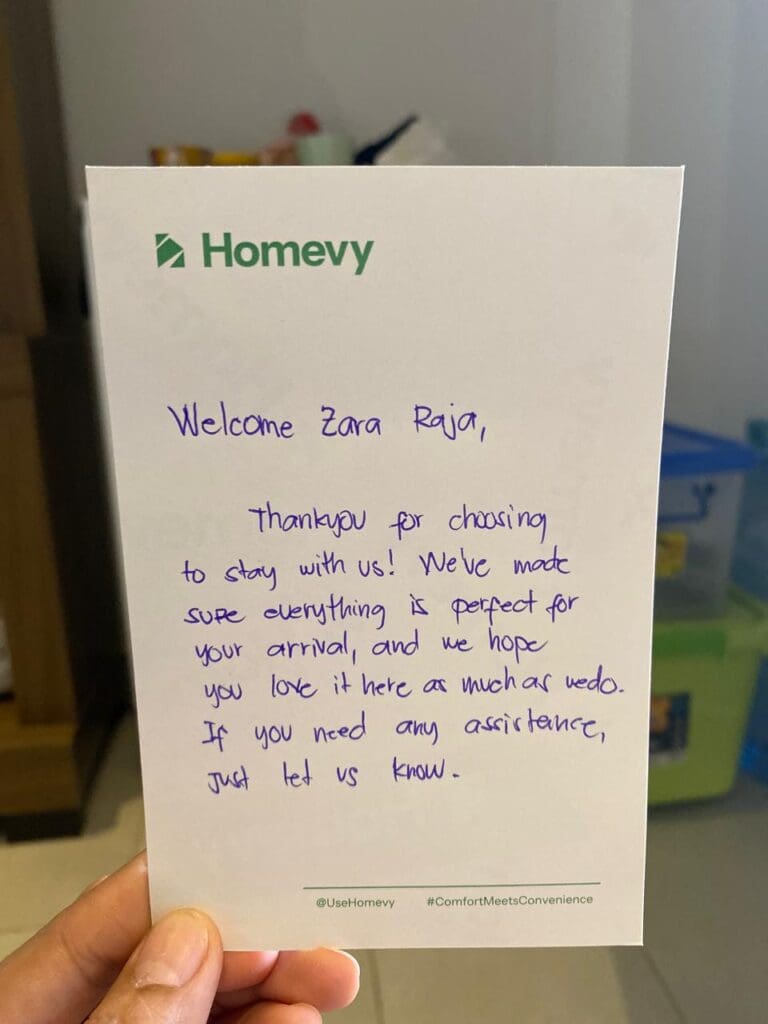 Image showing a welcome note - an Airbnb Item for 5-Star Reviews