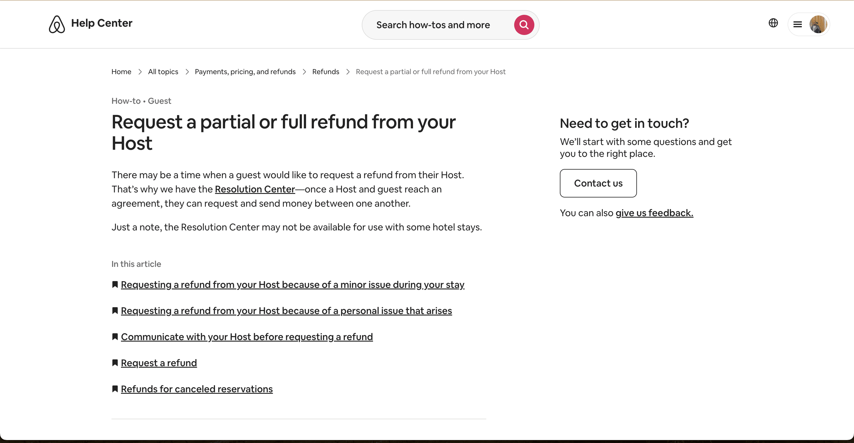 Screenshots showing different Airbnb refunds