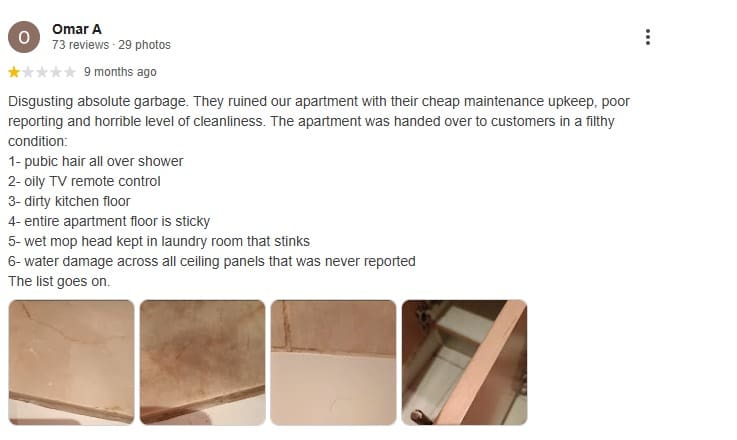 A screenshot's of a property owner's frustration with Frank Porter's management