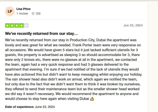 A positive guest review