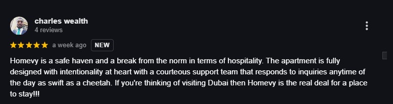 screenshot of a positive guest review