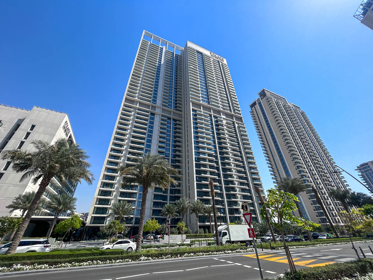 Photo showing a complete view of The Palace Residences from the streets.