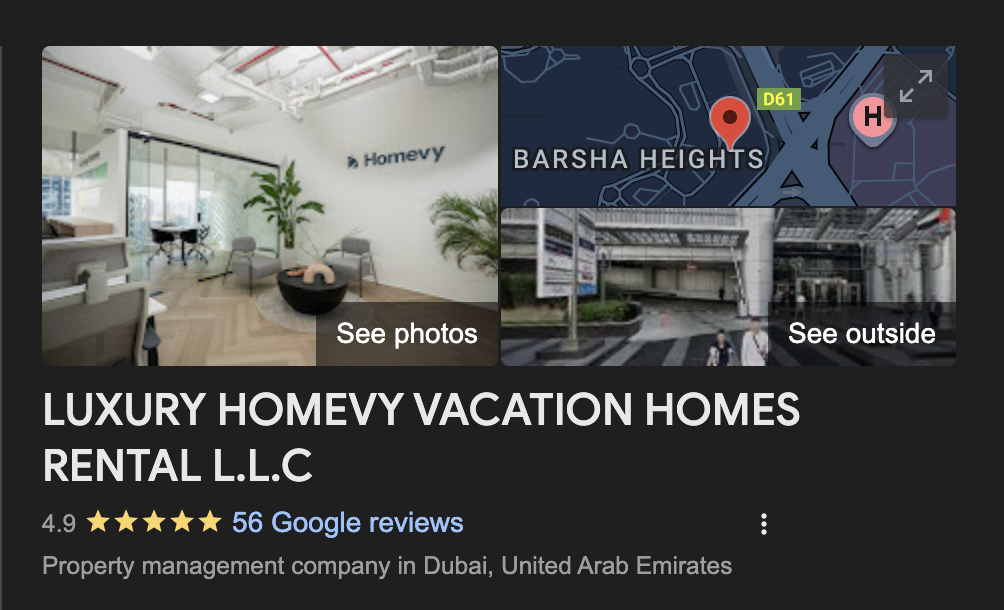 image showing Homevy's 4.9 rating on Google