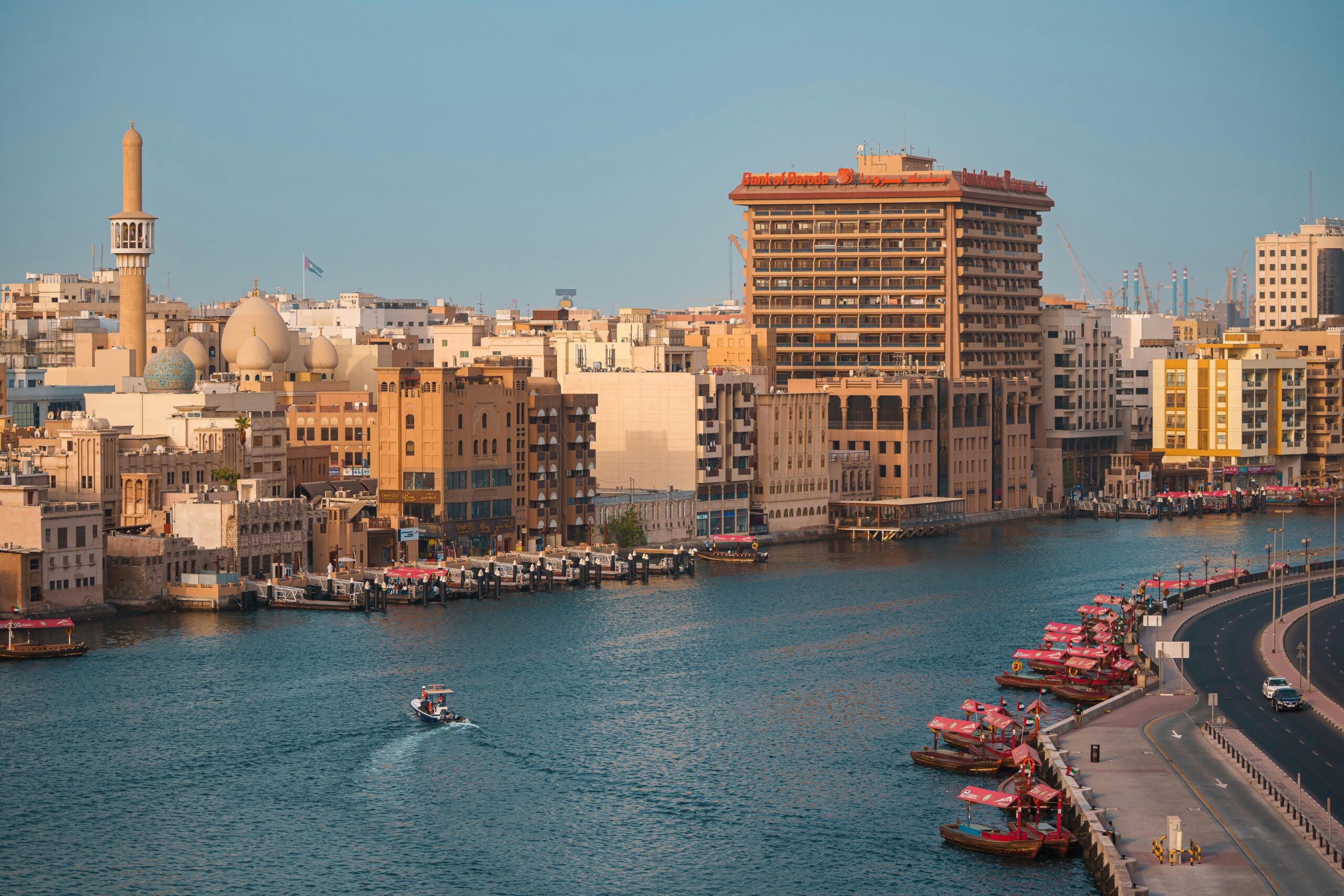View of old Dubai architecture by the iconic Dubai Creek.