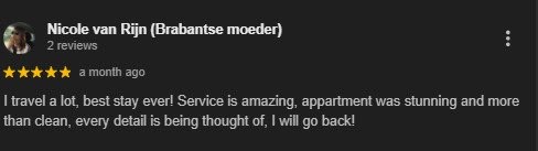 screenshot of Homevy guest praising their clean apartments