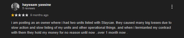 property owner review of staycae's property maganagement services