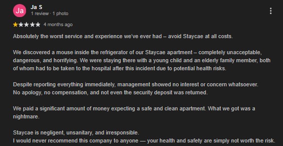 poor property maintenance of staycae management