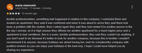 guest dissatisfaction about guest stay