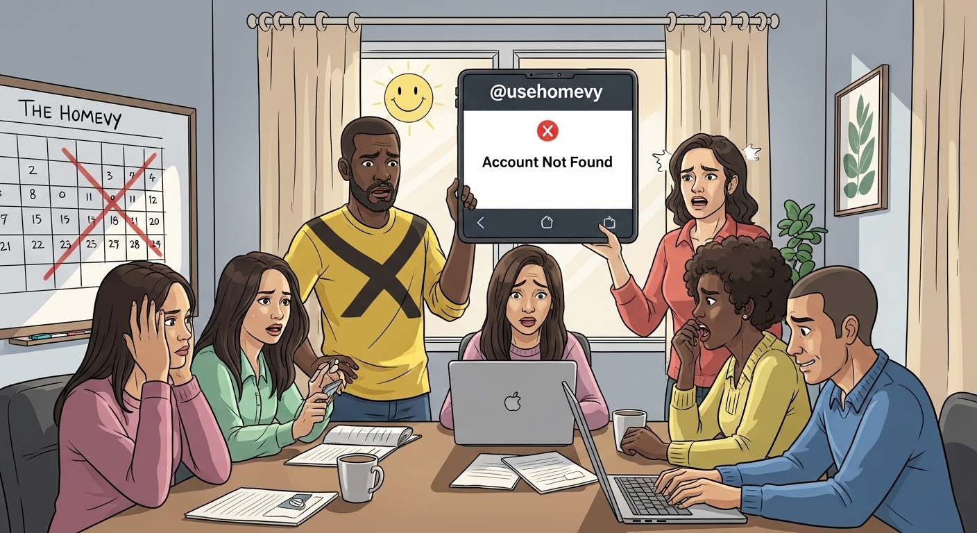 Doodle showing the emotions of the homevy team