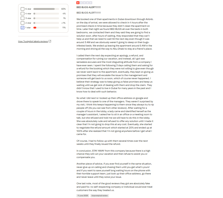 Bad review about Frank Porter- bugs found in proeprty