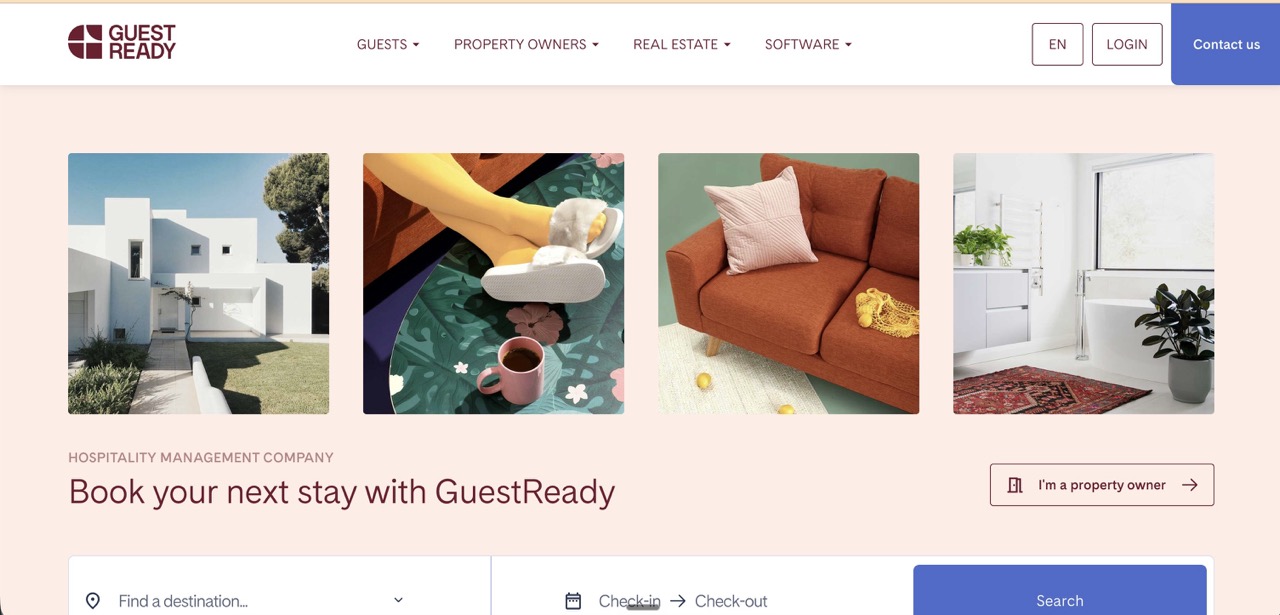 Photo showing the homepage of GuestReady