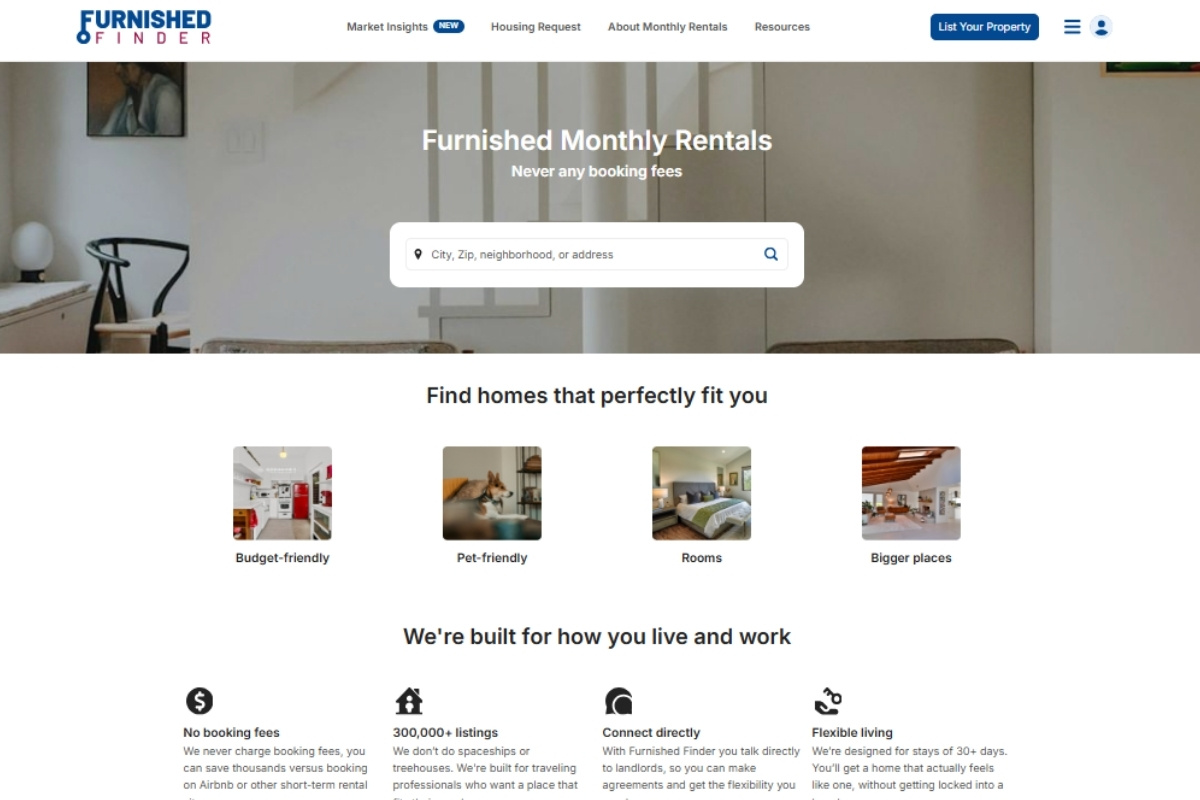 Image showing a screenshot of furnished finder's hero section