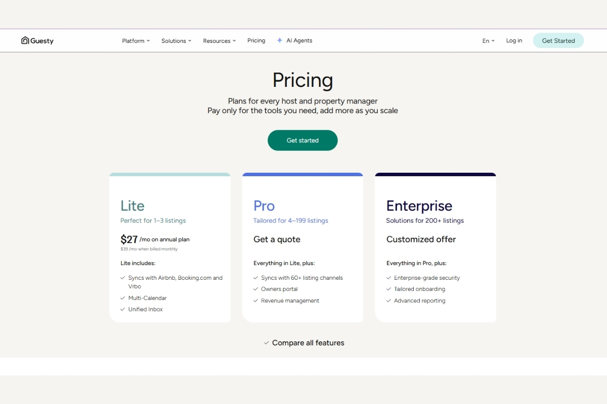 guesty airbnb management software-pricing